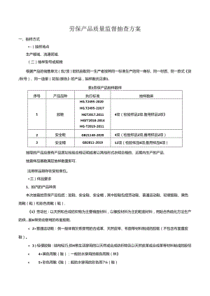 劳保产品质量监督抽查方案.docx