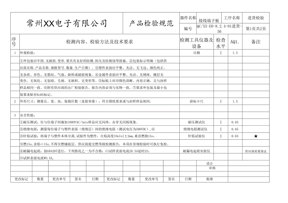 接线端子板进货检验标准.docx_第1页