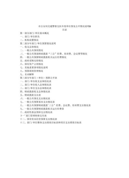 市公安局交通警察支队年度单位预算公开情况说明书.docx